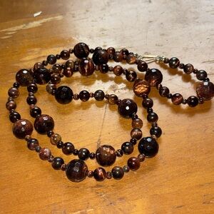 Mine Finds by Jay King 32” red tigers eye faceted & smooth round bead necklace